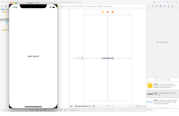 Просмотр приложения с помощью эмулятора iPhone 10 в Xcode