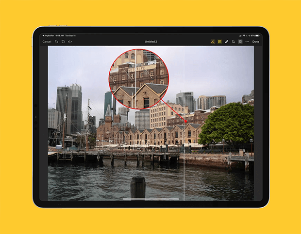 Скриншот работы новой функции приложения Pixelmator Photo