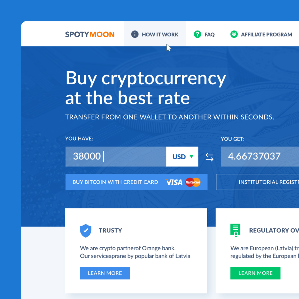 SpotyMoon — криптовалютный обменник